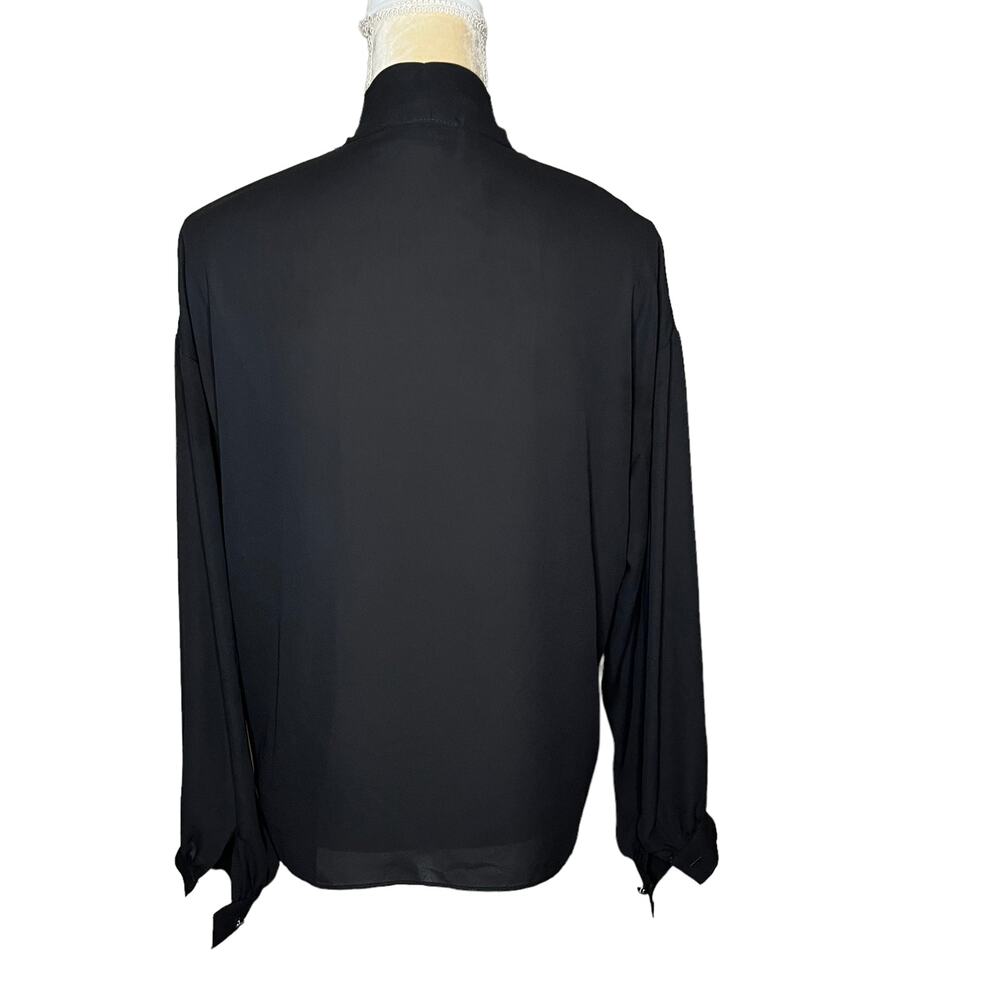 Joseph Ribkoff Black Long Sleeve Blouse Top Bow Neck EUC Size 6 - Picture 8 of 9